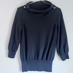 Banana Republic Silk-Blend Sweater in Black with 3/4 Length Sleeves Size Small